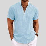 Men's Textured Henley Short Sleeve Shirt