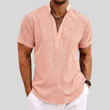 Men's Textured Henley Short Sleeve Shirt