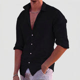 Men's Textured Long Sleeve Button-Front Shirt