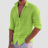 Men's Textured Long Sleeve Button-Front Shirt