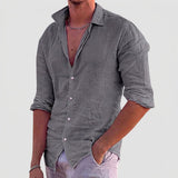 Men's Textured Long Sleeve Button-Front Shirt