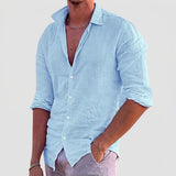 Men's Textured Long Sleeve Button-Front Shirt