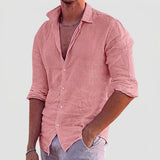 Men's Textured Long Sleeve Button-Front Shirt