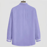 Men's Collarless Long Sleeve Button-Front Shirt