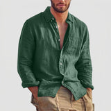 Men's Linen-Style Long Sleeve Henley Shirt