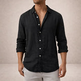 Men's Textured Button-Front Long Sleeve Shirt