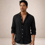 Men's Textured Button-Front Long Sleeve Shirt