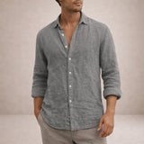 Men's Textured Button-Front Long Sleeve Shirt