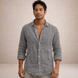 Men's Textured Button-Front Long Sleeve Shirt