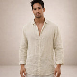 Men's Textured Button-Front Long Sleeve Shirt