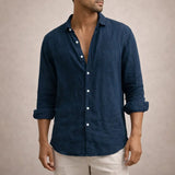 Men's Textured Button-Front Long Sleeve Shirt