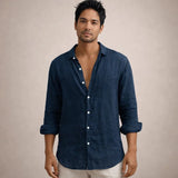 Men's Textured Button-Front Long Sleeve Shirt