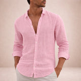 Men's Textured Button-Front Long Sleeve Shirt