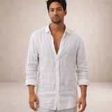 Men's Textured Button-Front Long Sleeve Shirt