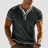 Men's Contrast Trim Short Sleeve Henley Shirt