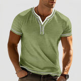 Men's Contrast Trim Short Sleeve Henley Shirt