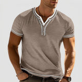 Men's Contrast Trim Short Sleeve Henley Shirt
