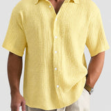Men's Textured Short Sleeve Button-Front Shirt