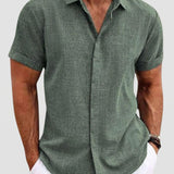 Men's Textured Short Sleeve Button-Front Shirt