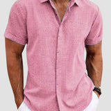 Men's Textured Short Sleeve Button-Front Shirt