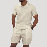 Men's Zip Polo Shirt and Shorts Set