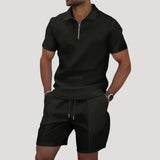 Men's Zip Polo Shirt and Shorts Set