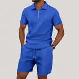 Men's Zip Polo Shirt and Shorts Set