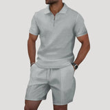 Men's Zip Polo Shirt and Shorts Set