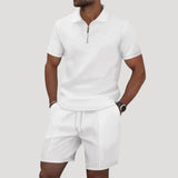 Men's Zip Polo Shirt and Shorts Set
