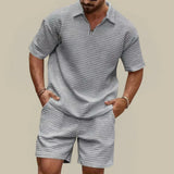 Men's Textured Polo Shirt and Shorts Set