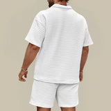 Men's Textured Polo Shirt and Shorts Set