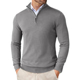 Men's Long-Sleeve Zip-Front High-Neck Knit Sweater