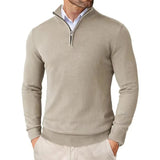 Men's Long-Sleeve Zip-Front High-Neck Knit Sweater