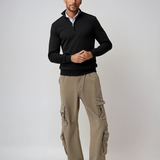 Men's Long-Sleeve Zip-Front High-Neck Knit Sweater