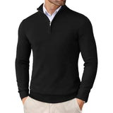 Men's Long-Sleeve Zip-Front High-Neck Knit Sweater