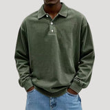 Men's Regular Fit Button-Front Polo Sweatshirt