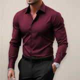 Men's Slim-Fit Collared Long Sleeve Shirt