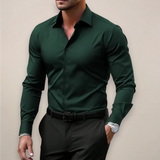 Men's Slim-Fit Collared Long Sleeve Shirt