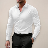 Men's Slim-Fit Collared Long Sleeve Shirt