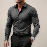 Men's Slim-Fit Collared Long Sleeve Shirt