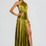 Halter Metallic Maxi Dress