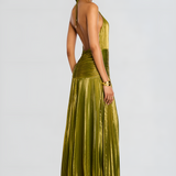Halter Metallic Maxi Dress