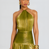 Halter Metallic Maxi Dress