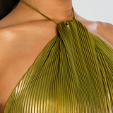 Halter Metallic Maxi Dress