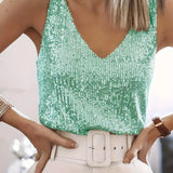 Women's Sequin V-Neck Tank Top