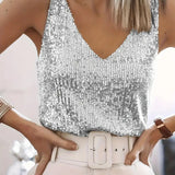 Women's Sequin V-Neck Tank Top