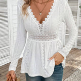 Women’s Lace Trim Peplum Top