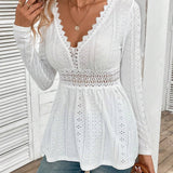 Women’s Lace Trim Peplum Top