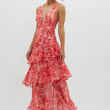 Ladies’ Coral Floral Maxi Dress