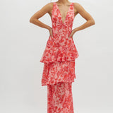 Ladies’ Coral Floral Maxi Dress